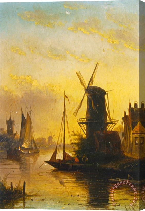 Jan Jacob Coenraad Spohler A Summer Landscape with a Windmill at Sunset Stretched Canvas Print / Canvas Art