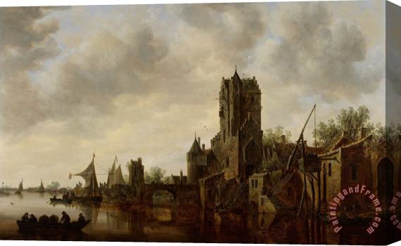 Jan Josephsz van Goyen River Landscape With The Pellecussen Gate Near Utrecht Stretched Canvas Painting / Canvas Art