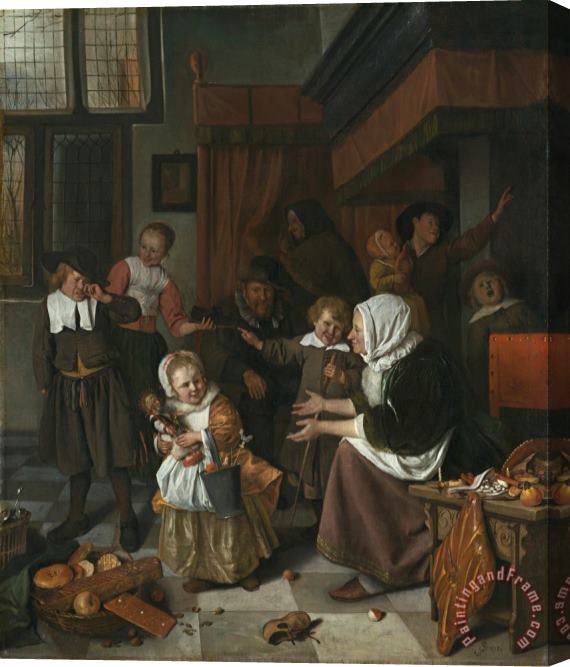 Jan Steen The Feast of St. Nicholas Stretched Canvas Painting / Canvas Art