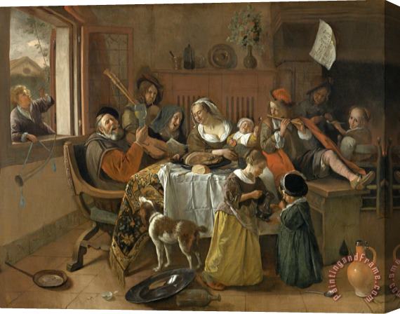 Jan Steen The Merry Family Stretched Canvas Print / Canvas Art