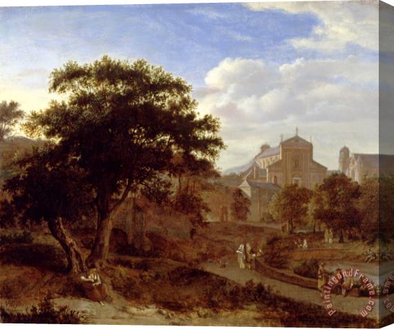 Jan van der Heyden Two Churches And a Town Wall Stretched Canvas Print / Canvas Art
