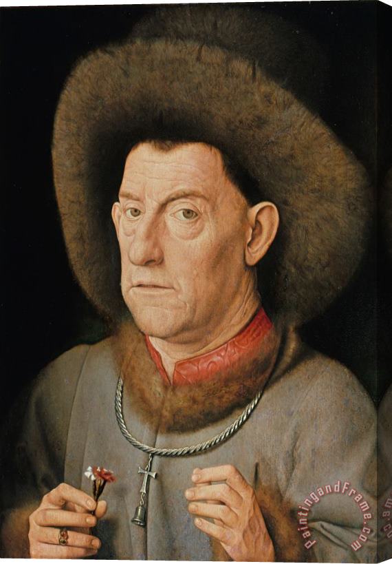 Jan van Eyck Man with Pinks Stretched Canvas Painting / Canvas Art