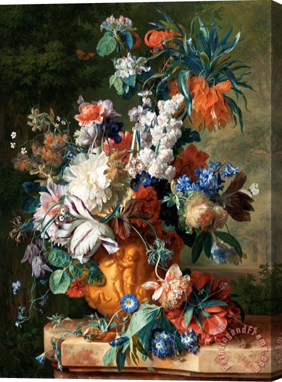 Jan Van Huysum Bouquet of Flowers in an Urn Stretched Canvas Painting / Canvas Art