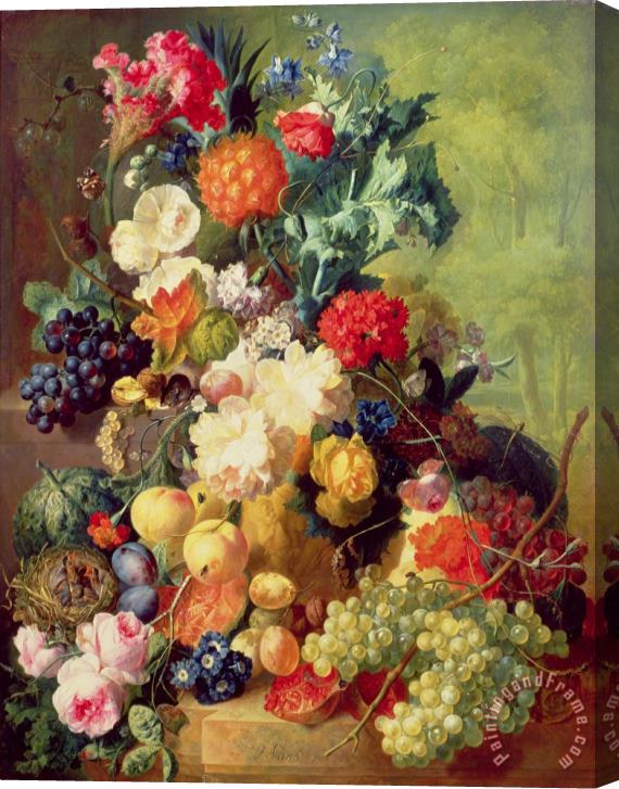 Jan van Os Still Life with Flowers and Fruit Stretched Canvas Painting / Canvas Art
