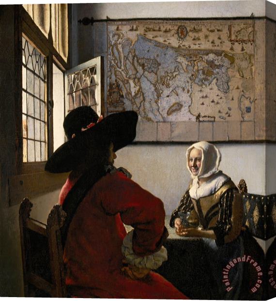 Jan Vermeer Amorous Couple Stretched Canvas Painting / Canvas Art