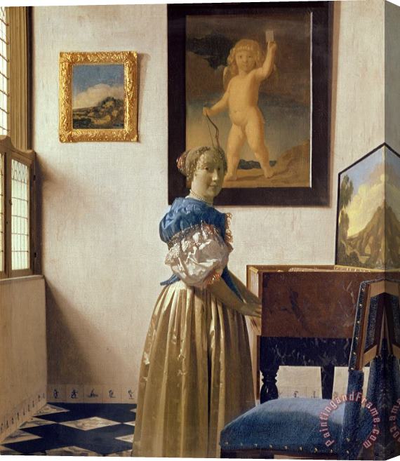Jan Vermeer Lady standing at the Virginal Stretched Canvas Painting / Canvas Art