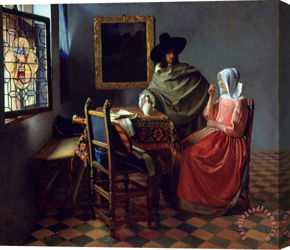 Jan Vermeer van Delft The Glass of Wine Stretched Canvas Print / Canvas Art