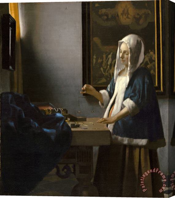 Jan Vermeer Woman Holding a Balance Stretched Canvas Painting / Canvas Art