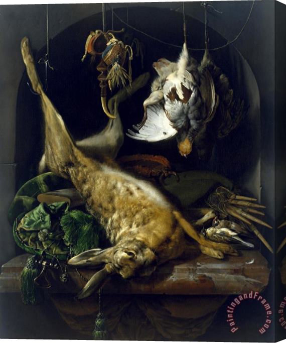 Jan Weenix Still Life of a Dead Hare, Partridges, And Other Birds in a Niche Stretched Canvas Painting / Canvas Art