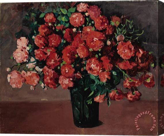 Jane Peterson Bouquet of Red Flowers Stretched Canvas Print / Canvas Art