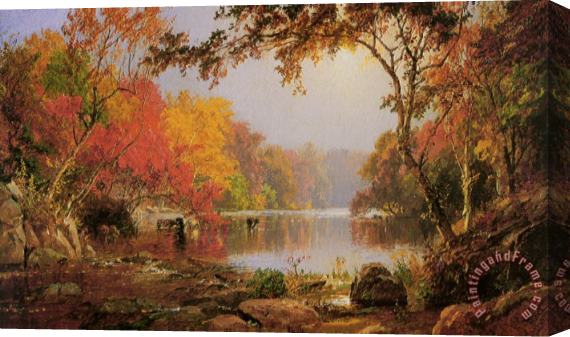 Jasper Francis Cropsey River Landscape in Autumn Stretched Canvas Print / Canvas Art