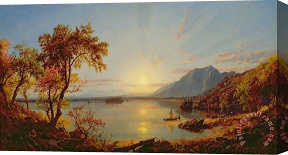 Jasper Francis Cropsey Sunset - Lake George Stretched Canvas Print / Canvas Art