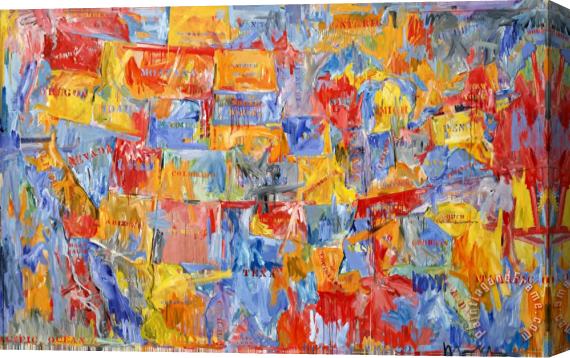 jasper johns Map Stretched Canvas Painting / Canvas Art