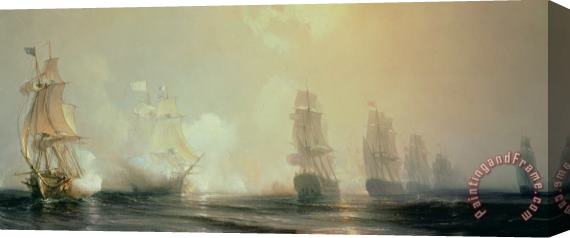 Jean Antoine Theodore Gudin Naval Battle in Chesapeake Bay Stretched Canvas Print / Canvas Art