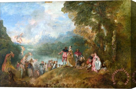 Jean Antoine Watteau The Embarkation for Cythera Stretched Canvas Painting / Canvas Art
