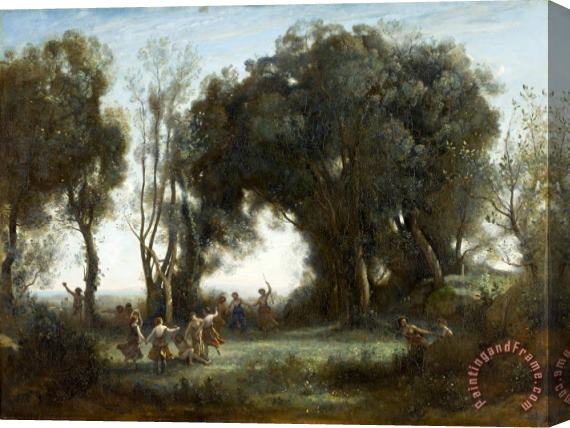Jean Baptiste Camille Corot A Morning. The Dance of The Nymphs Stretched Canvas Painting / Canvas Art