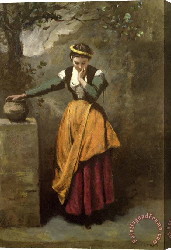 Jean Baptiste Camille Corot Dreamer at the Fountain Stretched Canvas Painting / Canvas Art