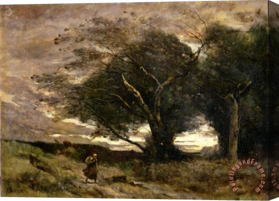 Jean Baptiste Camille Corot Gust of Wind Stretched Canvas Painting / Canvas Art