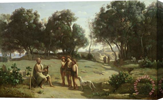 Jean Baptiste Camille Corot Homer and the Shepherds in a Landscape Stretched Canvas Painting / Canvas Art