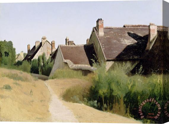 Jean Baptiste Camille Corot Houses Near Orleans (maisons Aux Environs D'orleans) Stretched Canvas Print / Canvas Art