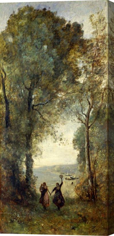 Jean Baptiste Camille Corot Reminiscence of The Beach of Naples Stretched Canvas Painting / Canvas Art