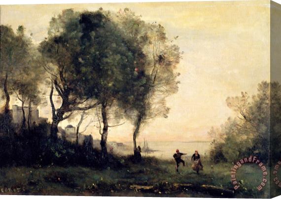 Jean Baptiste Camille Corot Souvenir of Italy Stretched Canvas Painting / Canvas Art