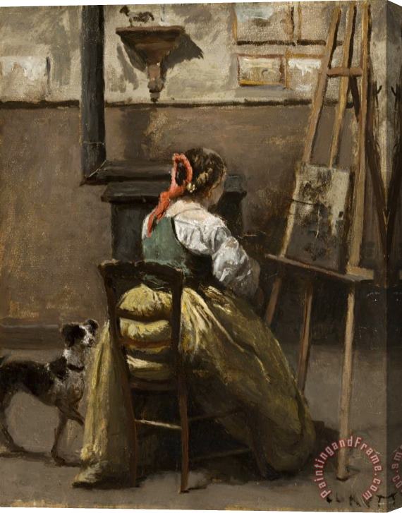 Jean Baptiste Camille Corot The Artist's Studio Stretched Canvas Painting / Canvas Art