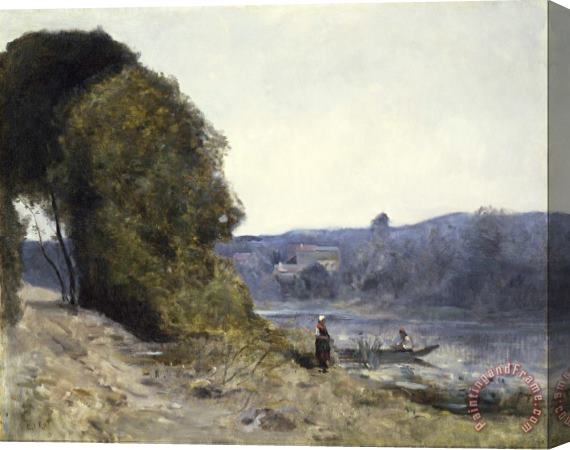 Jean Baptiste Camille Corot The Departure of The Boatman Stretched Canvas Painting / Canvas Art