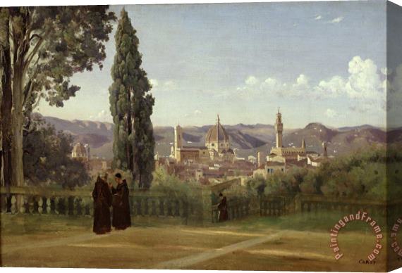 Jean Baptiste Camille Corot View of Florence from the Boboli Gardens Stretched Canvas Print / Canvas Art