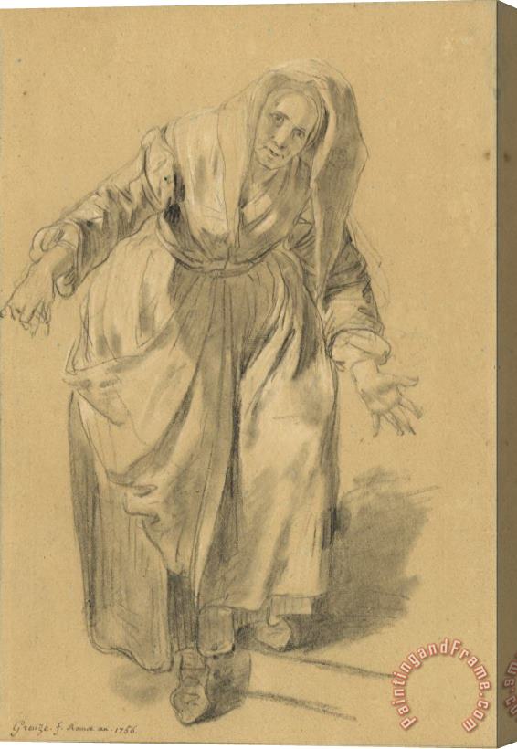 Jean-Baptiste Greuze  Old Woman with Arms Outstretched (study for The Neapolitan Gesture) Stretched Canvas Print / Canvas Art