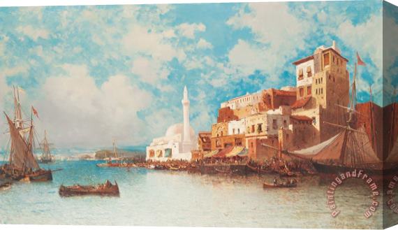 Jean Baptiste Henri Durand Brager Eastern Harbor Stretched Canvas Print / Canvas Art