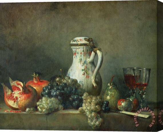 Jean-Baptiste Simeon Chardin Still Life with Grapes and Pomegranates Stretched Canvas Painting / Canvas Art
