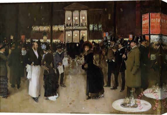 Jean Beraud The Boulevard at Night Stretched Canvas Print / Canvas Art