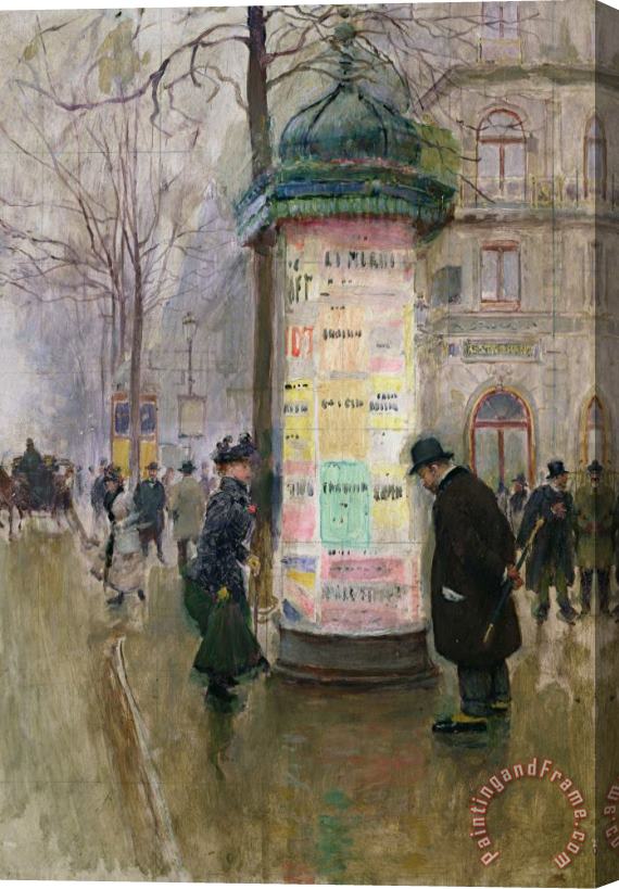 Jean Beraud The Colonne Morris Stretched Canvas Painting / Canvas Art