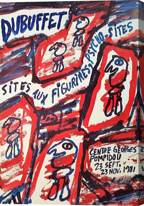 Jean Dubuffet Sites Aux Figurines, Psycho Sites, 1981 Stretched Canvas Painting / Canvas Art