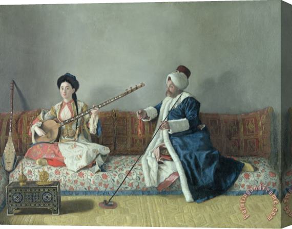 Jean-Etienne Liotard Monsieur Levett and Mademoiselle Helene Glavany in Turkish Costumes Stretched Canvas Print / Canvas Art