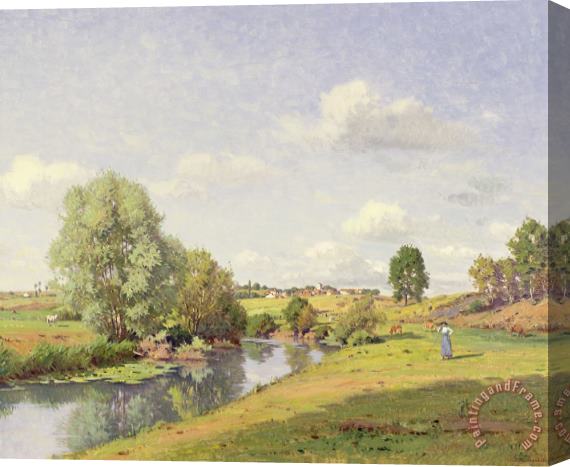 Jean F Monchablon The River Saone near Grignancourt Stretched Canvas Painting / Canvas Art