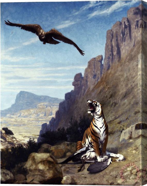 Jean Leon Gerome Tiger And Vulture Stretched Canvas Painting / Canvas Art