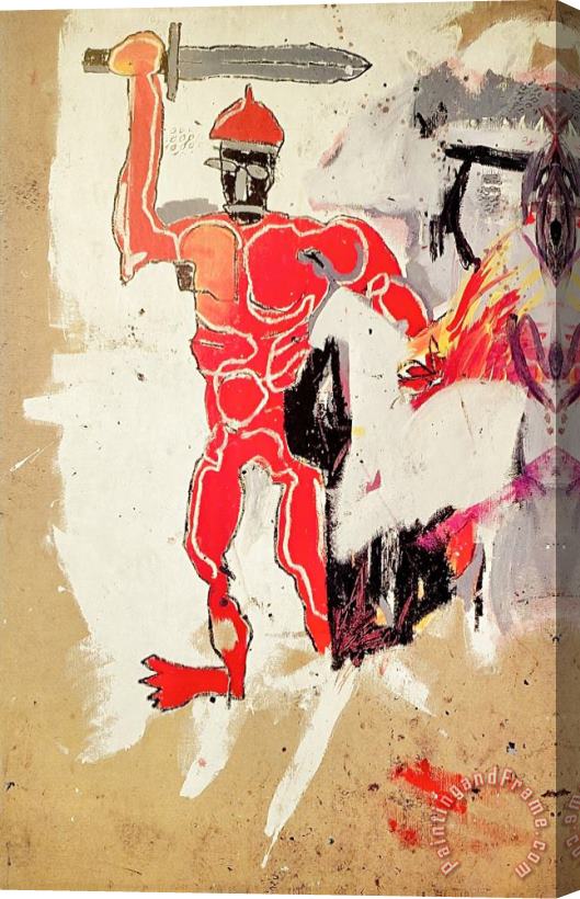 Jean-michel Basquiat Basquiat at Vrej Baghoomian Gallery (basquiat Red Warrior Announcement), 1989 Stretched Canvas Painting / Canvas Art