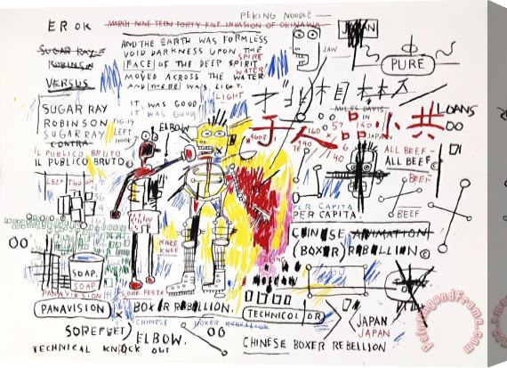 Jean-michel Basquiat Boxer Rebellion Stretched Canvas Painting / Canvas Art
