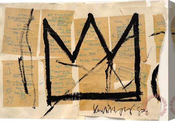 Jean-michel Basquiat Crown Stretched Canvas Painting / Canvas Art