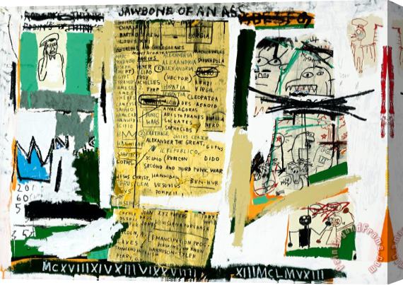 Jean-michel Basquiat Jawbone of an Ass Stretched Canvas Painting / Canvas Art