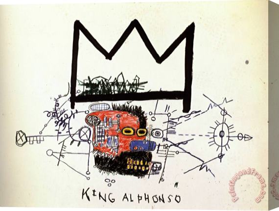 Jean-michel Basquiat King Alphonso Stretched Canvas Painting / Canvas Art