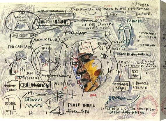 Jean-michel Basquiat Monticello, 1983 Stretched Canvas Painting / Canvas Art