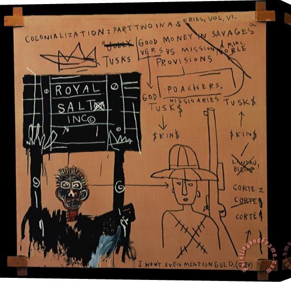 Jean-michel Basquiat Native Carrying Some Guns Bibles Amorites on Safari Stretched Canvas Painting / Canvas Art