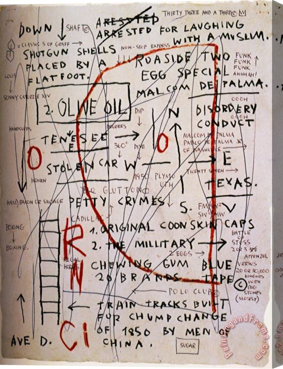 Jean-michel Basquiat Olive Oil Stretched Canvas Painting / Canvas Art