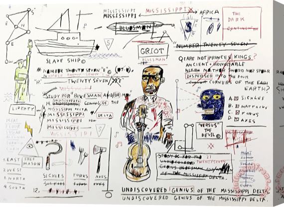 Jean-michel Basquiat Portfolio of Wolf Sausage, King Brand, Dog Leg Study And Undiscovered Genuis, 2019 Stretched Canvas Print / Canvas Art