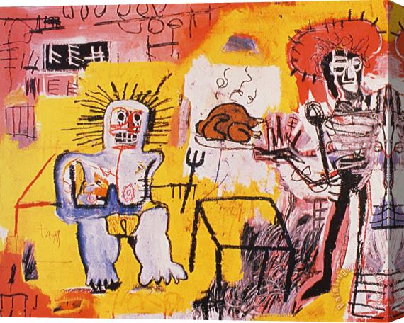 Jean-michel Basquiat Rice And Chicken 1981 Stretched Canvas Painting / Canvas Art