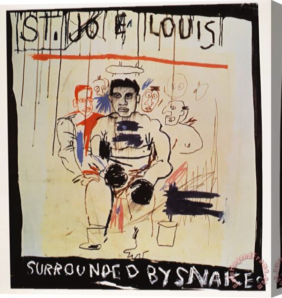 Jean-michel Basquiat St Joe Louis Surrounded Snake Stretched Canvas Painting / Canvas Art