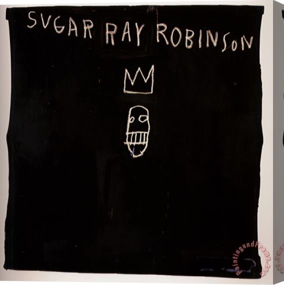 Jean-michel Basquiat Sugar Ray Robinson Stretched Canvas Painting / Canvas Art
